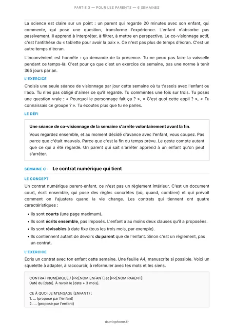 Page du guide : semaine C pour les parents, le contrat numérique